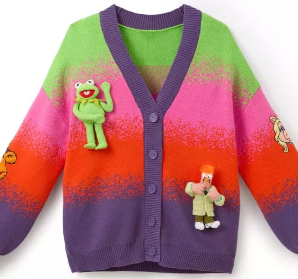 NWT D23 Disney 2026 The Muppet Show Plush Cardigan Sweater 50th Anniversary LG